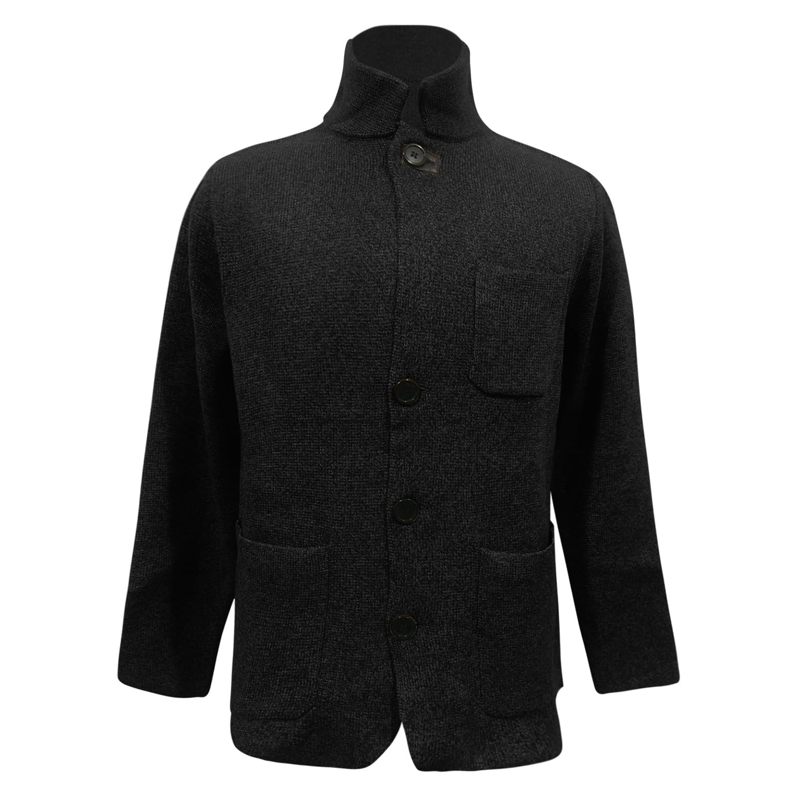 Suéter tipo cárdigan con cuello de chal para hombre, chaqueta de tweed de espiga, chaqueta de estilo británico, chaqueta de ajuste regular, chaquetas elegantes de manga larga, cárdigan suave al tacto