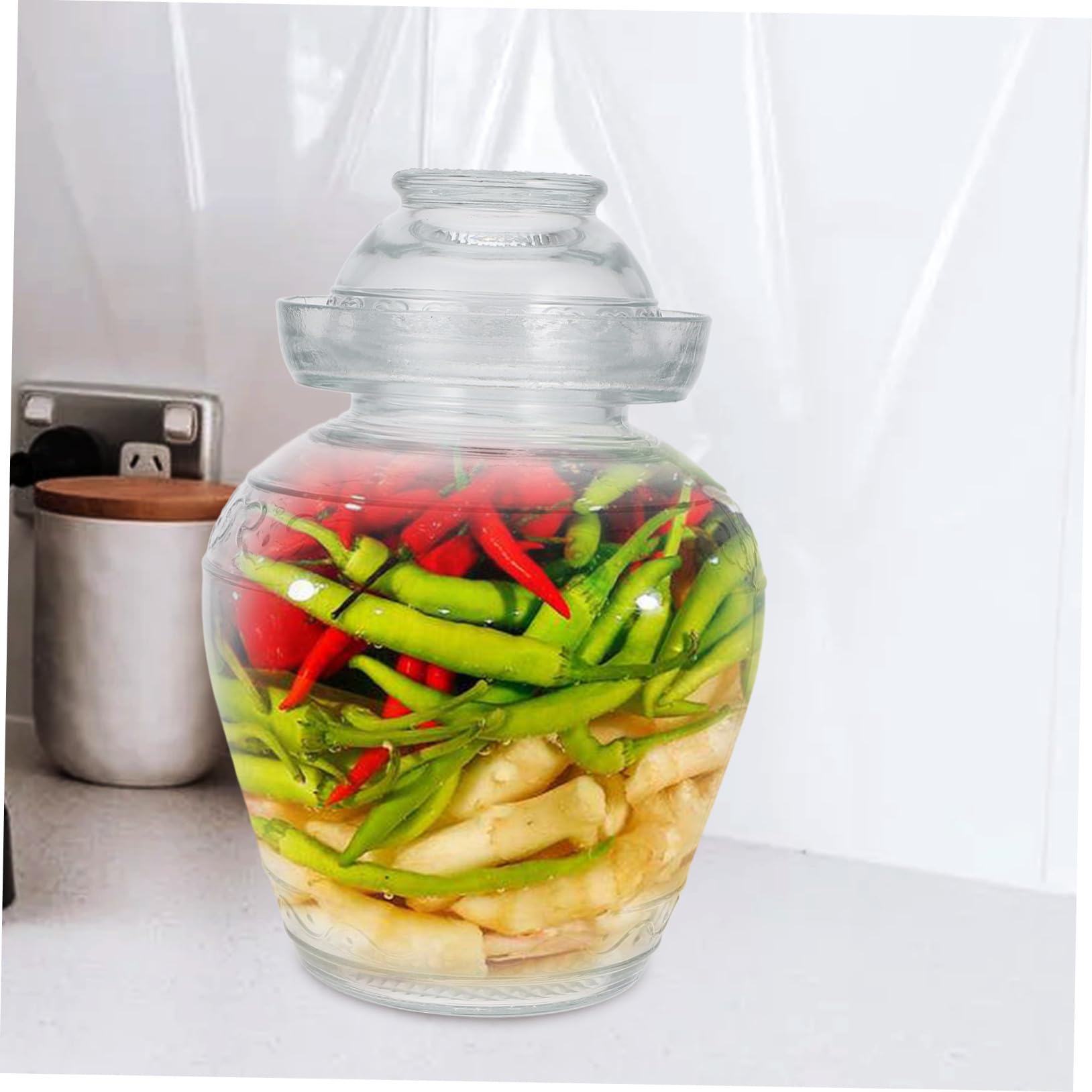 ERINGOGO Tarro de Vidrio Transparente Tarro Hermético para Almacenar Alimentos y Superficie Lisa con Diseño Moderno y Fermentación Confiable Hogar para Cocina
