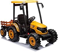 Vista 12 de Kidsera Tractor de paseo de 24 V con cargador frontal, excavadora de paseo con motores duales de 24 voltios, caja de 4 engranajes, marco de metal