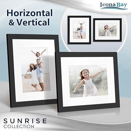 Miniatura 6 de Icona Bay Marcos de fotos de tapete de 8 x 10 a 5 x 7 pulgadas (negro, paquete de 5) compuesto de madera maciza de una pieza, juego moderno de