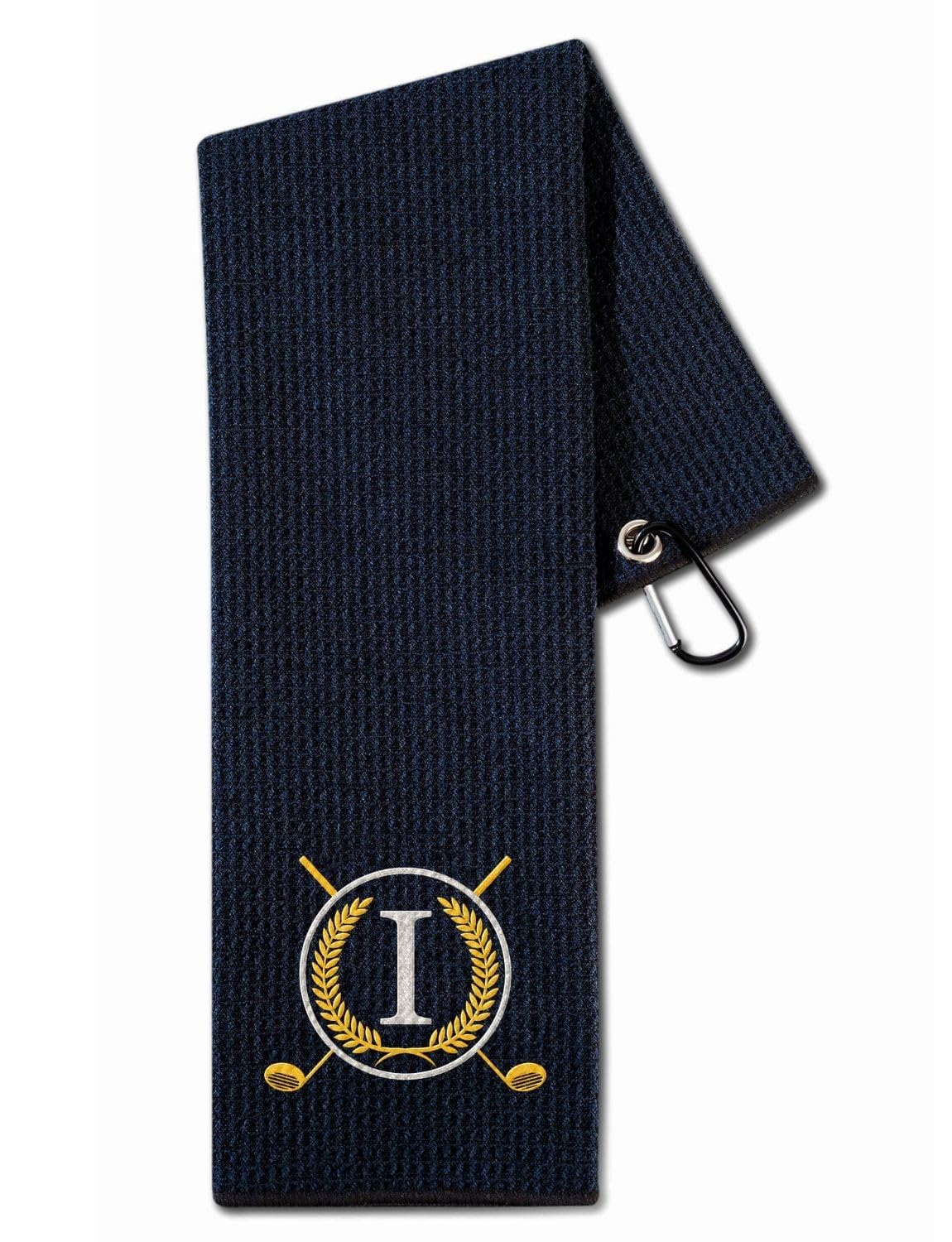 CybGene Golf Towel with Monogrammed Embroidery, Initial Golf Gifts, Personalized Golf Accessory for Men, Women on Birthday, Retirement, Microfiber Golf Towel, Black-I — image 1