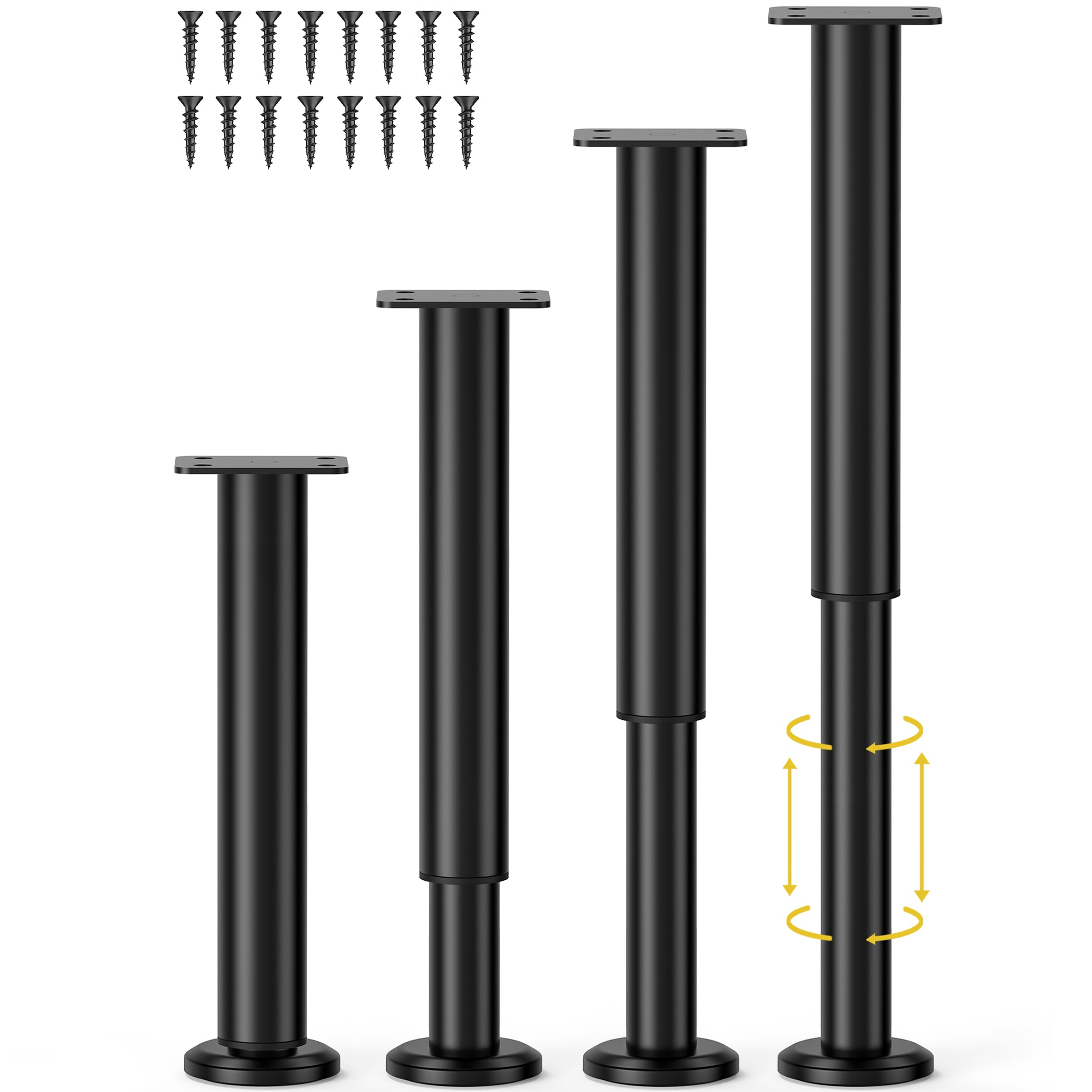 Photo 1 of Wlrrcwdttc Adjustable Bed Support Legs - 10-17 inch, Black (4 Pcs)