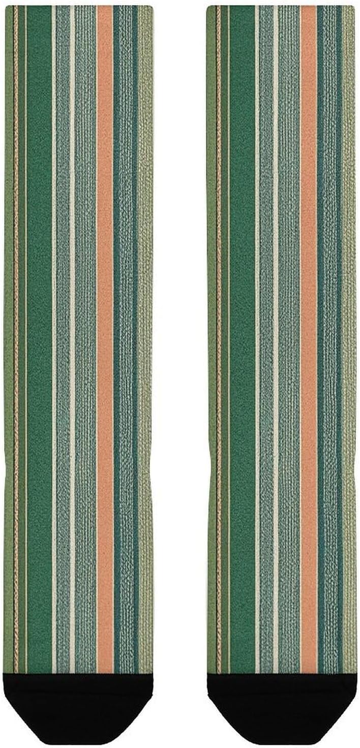 Sage Green Stripes Knee High Soccer Socks Moisture Wicking