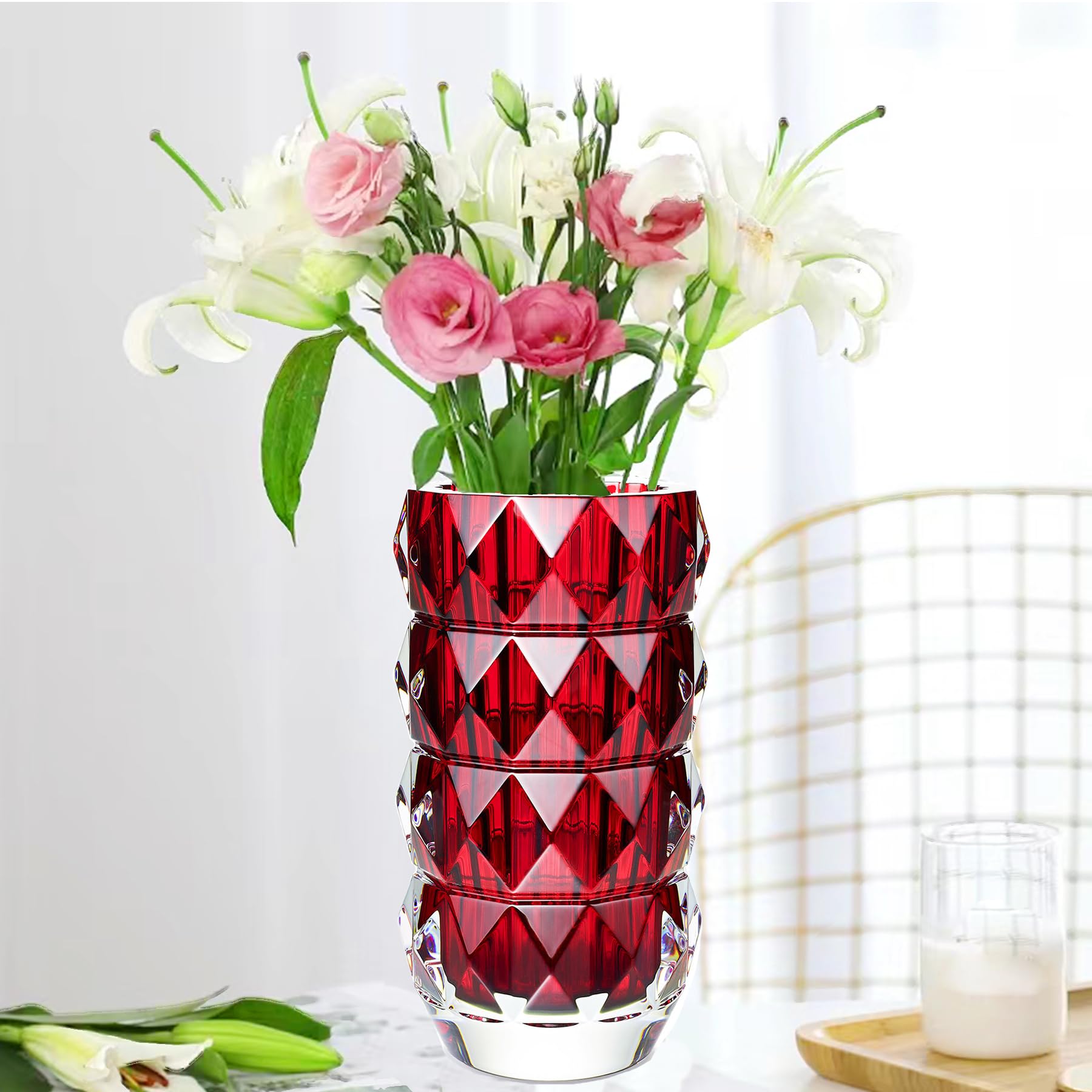 Amazon.com: Heavy Duty Modern Crystal Glass Flower Vase - Handmade