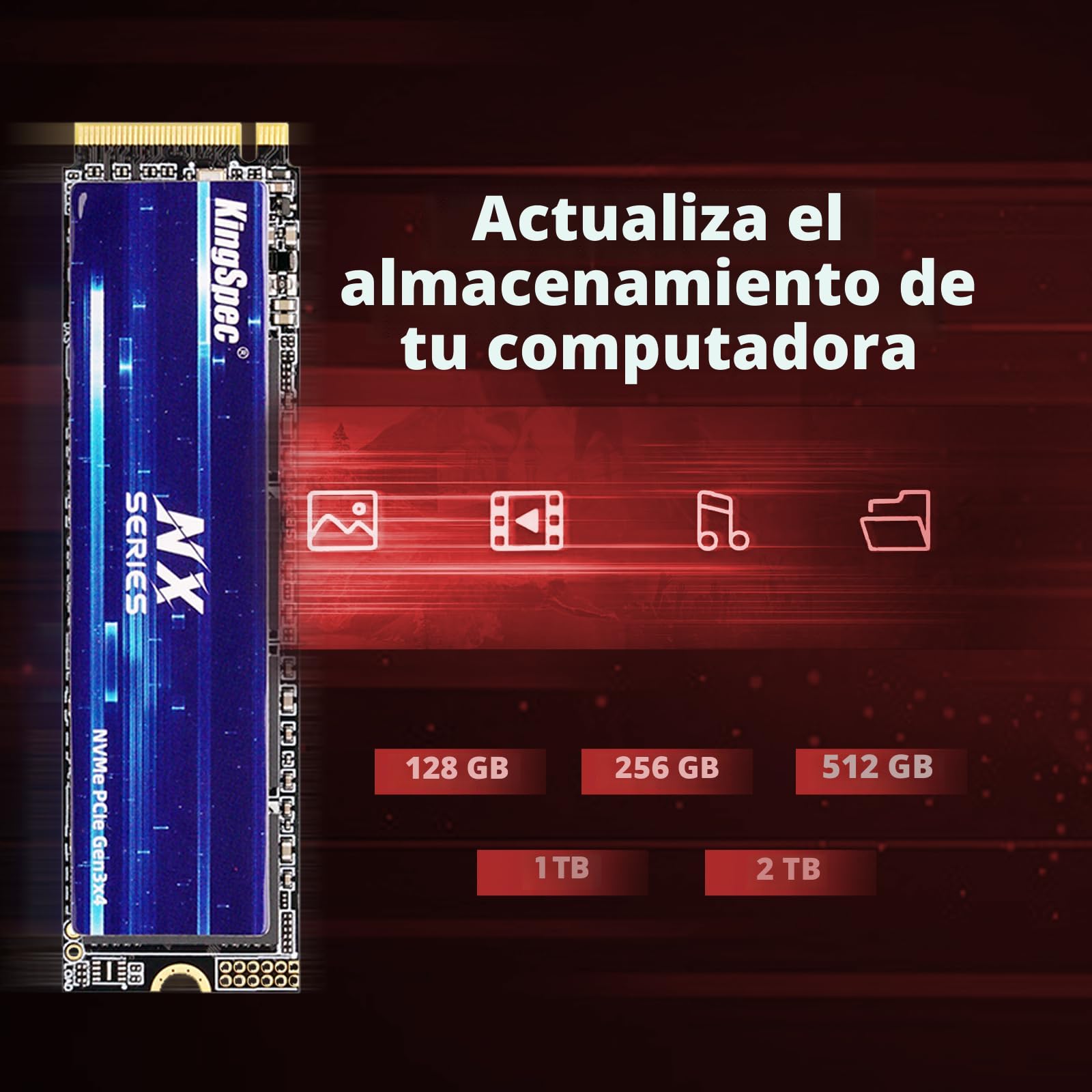 Amazon.com: KingSpec Serie NX Gen3x4 NVMe M.2 SSD de 1 TB, hasta