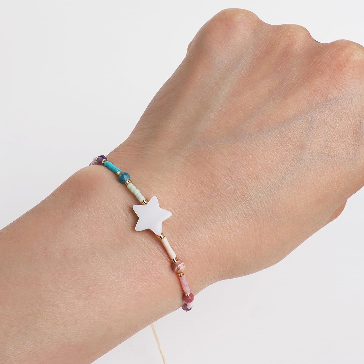 Cute Seed Bead Bracelets for Woman, Boho Colorful Rainbow Handmade Gold Beaded Bracelet Adjustable Summer Beach Jewelry Gifts - Image 2