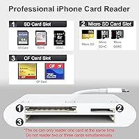 Vista 3 de Lector de tarjetas SD CF para iPad iPhone lector de tarjetas de memoria para tarjeta SDTFCF, 3 en 1 Lightning a lector de tarjetas, adaptador