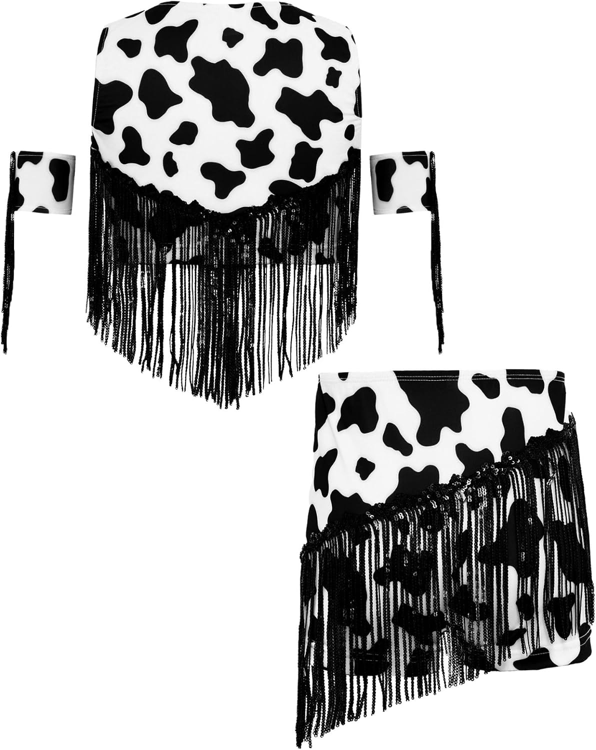 Kids Girls Classic Wrangler Tassel Tank Top Vest with Shorts Arm Sleeves Western Cowboy Cowgirl Outfits Black 6 Years