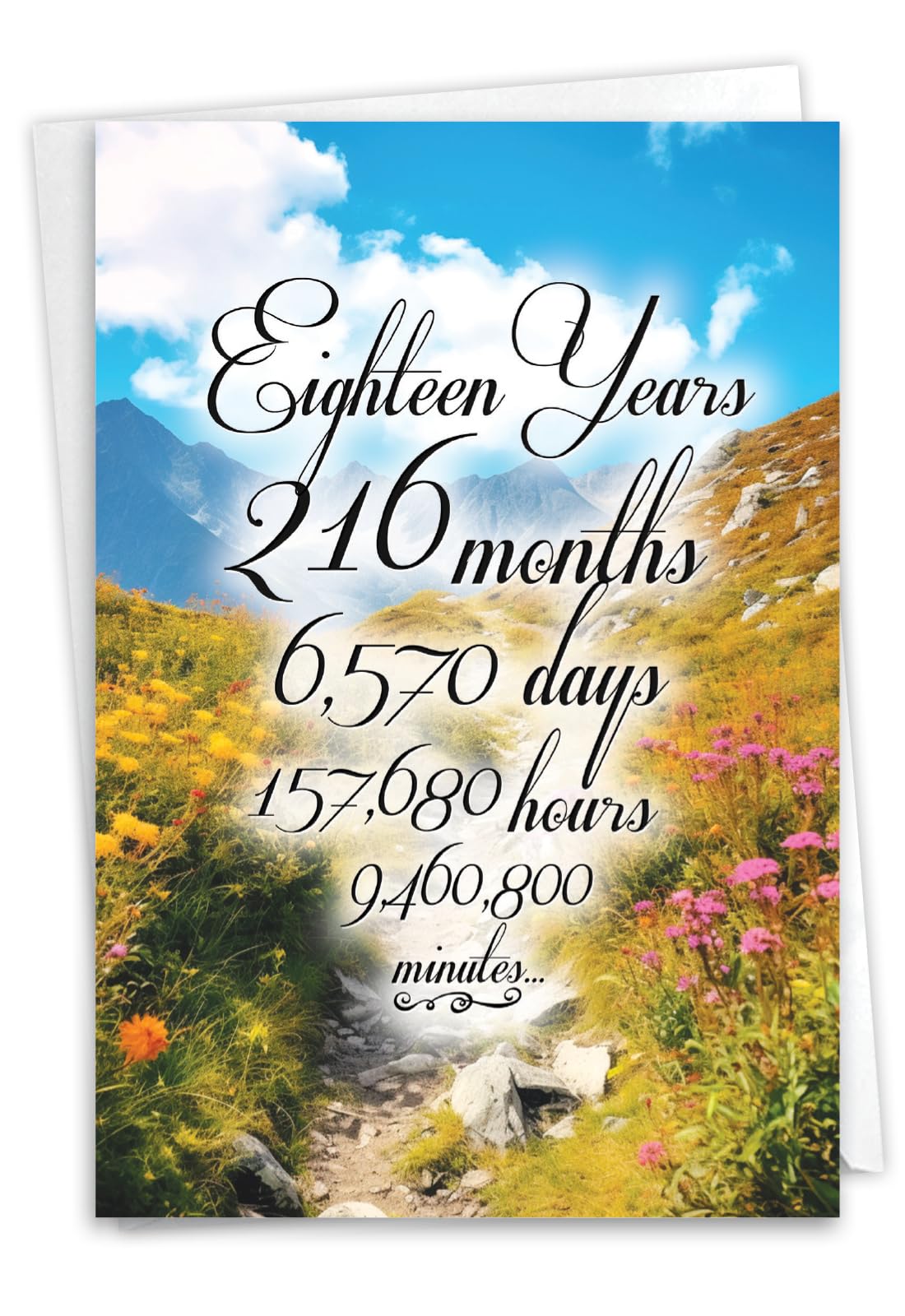 NobleWorks, 18th Anniversary Recovery Greeting Card with 5 x 7 Inch Envelope (1 Card) Milestone Sobriety Birthday Notecard, 18 Year Time Count C9404AAG — image 1