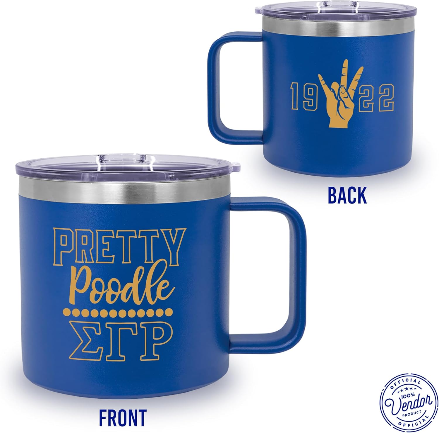 Sigma Gamma Rho Sorority Paraphernalia - SGRHO - Official Vendor - 14 oz Stainless Steel Insulated Mug - Pretty Poodle - Image 2