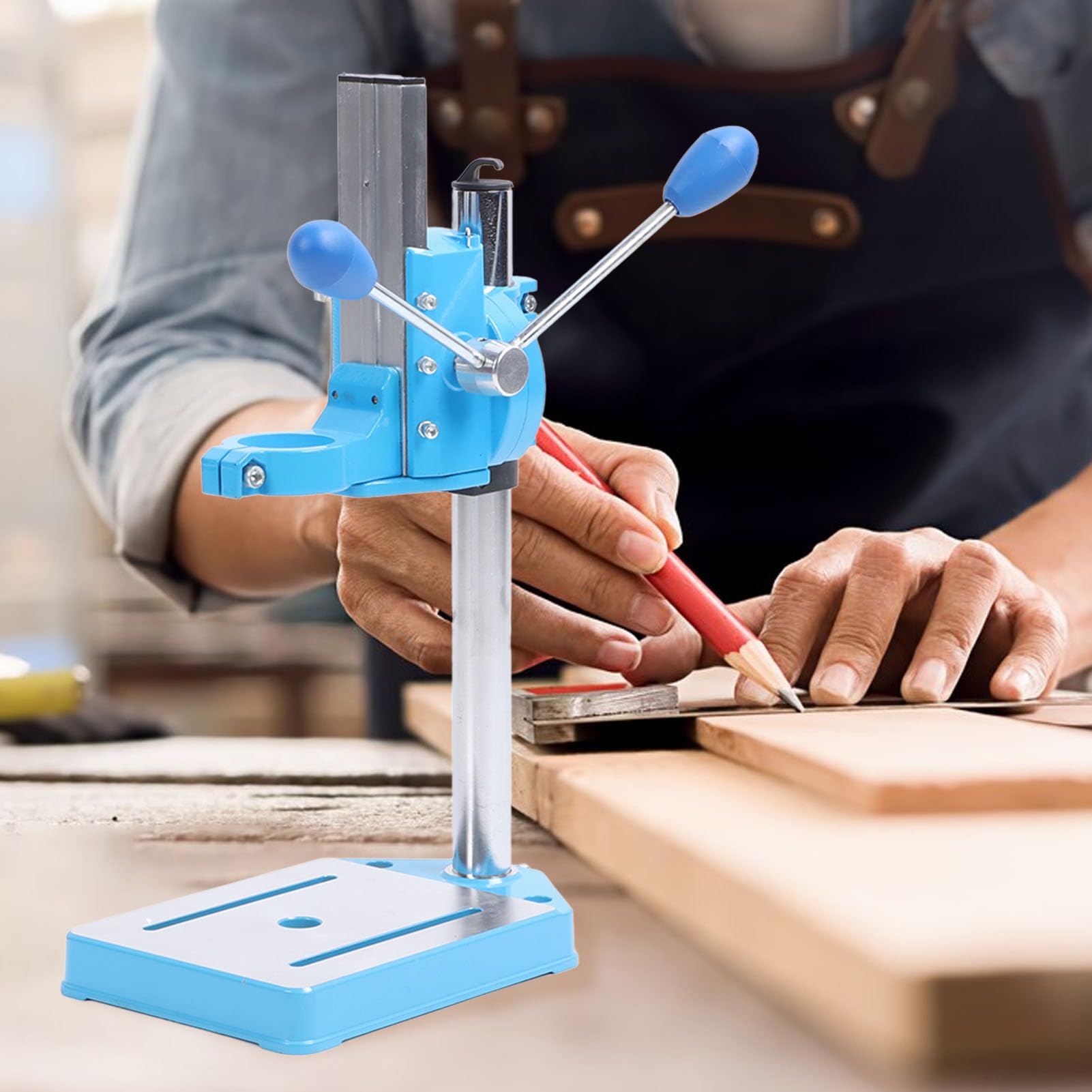 Mini Trapano a Colonna Girevole Ad Alta Precisione con Supporto per Trapano Elettrico per Legno e Plastica, Alluminio Pressofuso da 40 Cm