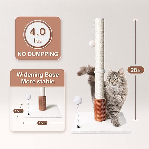 Miniatura 3 de LIOOPET - Poste de gato para gatos de interior 28 pulgadas de alto rascador vertical para gatos grandes y resistentes rascador vertical para gatos