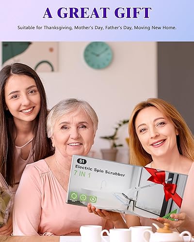 Miniatura 9 de Cepillo eléctrico giratorio  Cepillo de limpieza inalámbrico, cepillo de limpieza eléctrico con 6 cabezales de cepillo reemplazables, limpiador de