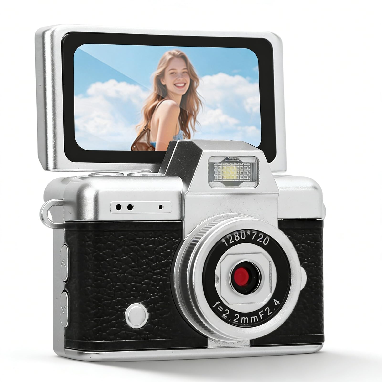 Retro Digital Camera, 180 Degree Flip Screen Vintage Camera with Creative Filters and Beauty Effects, Travel Study Recording Vlog (Black)-picture-27