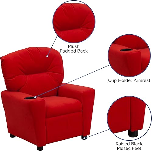 Miniatura 210 de Flash Furniture Chandler LeatherSoft - Silla reclinable para niños con portavasos y reclinable de seguridad, silla reclinable contemporánea para