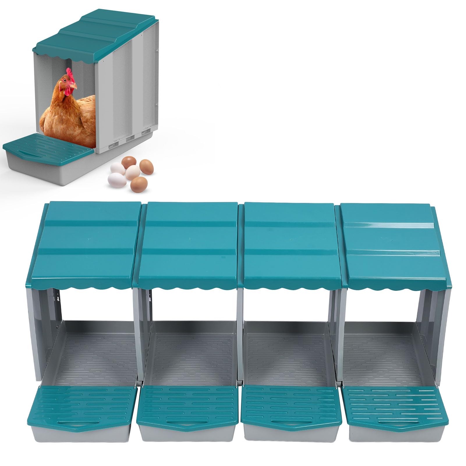 Caja Nido para Pollos PP, Caja para Poner Huevos de Gallina, Caja Nido de Metal, Soporte de Pared para Gallinas, Patos, Aves de Corral, Equipos de Gallinero con Orificios de (4