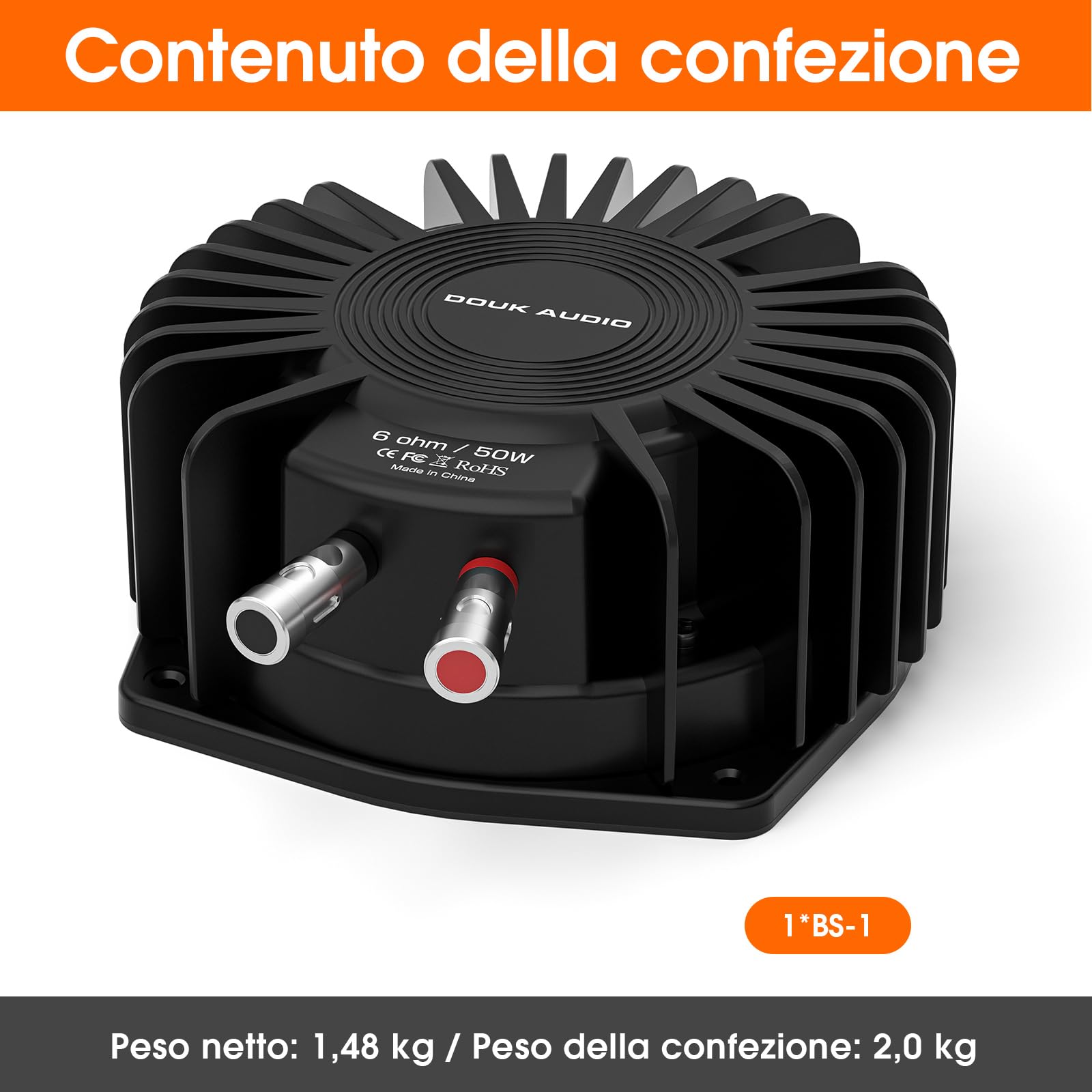 Douk Audio Potente shaker per bassi tattili: trasduttore per subwoofer da 50 Watt, per home theater e auto (nero, 1 pezzo)