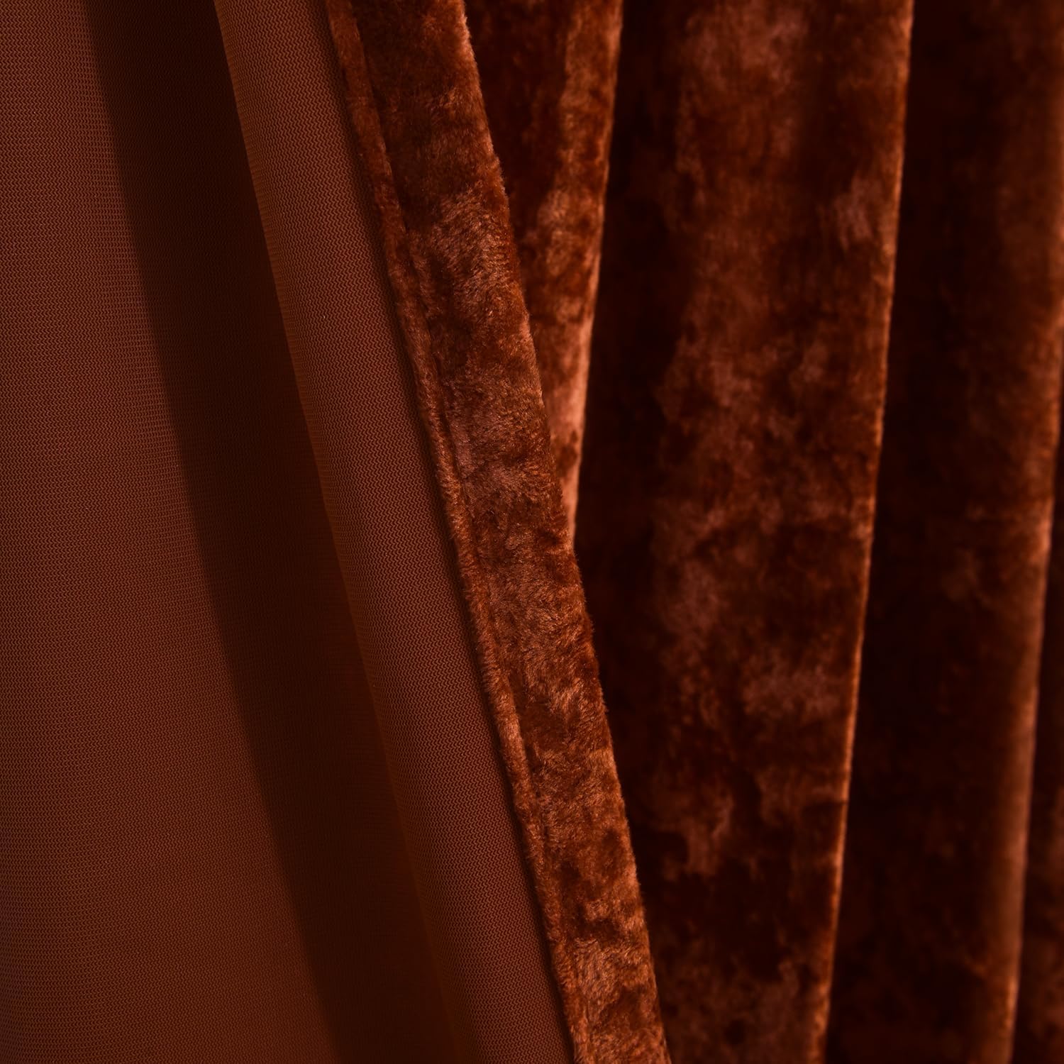 Luxury Crushed Rust Velvet Curtains 2 Panels Set - 96 inches Long Room Darkening Luxury Distressed Velvet Rod Pocket Window Drapes for Living Room Bedroom 52" W x 96" L