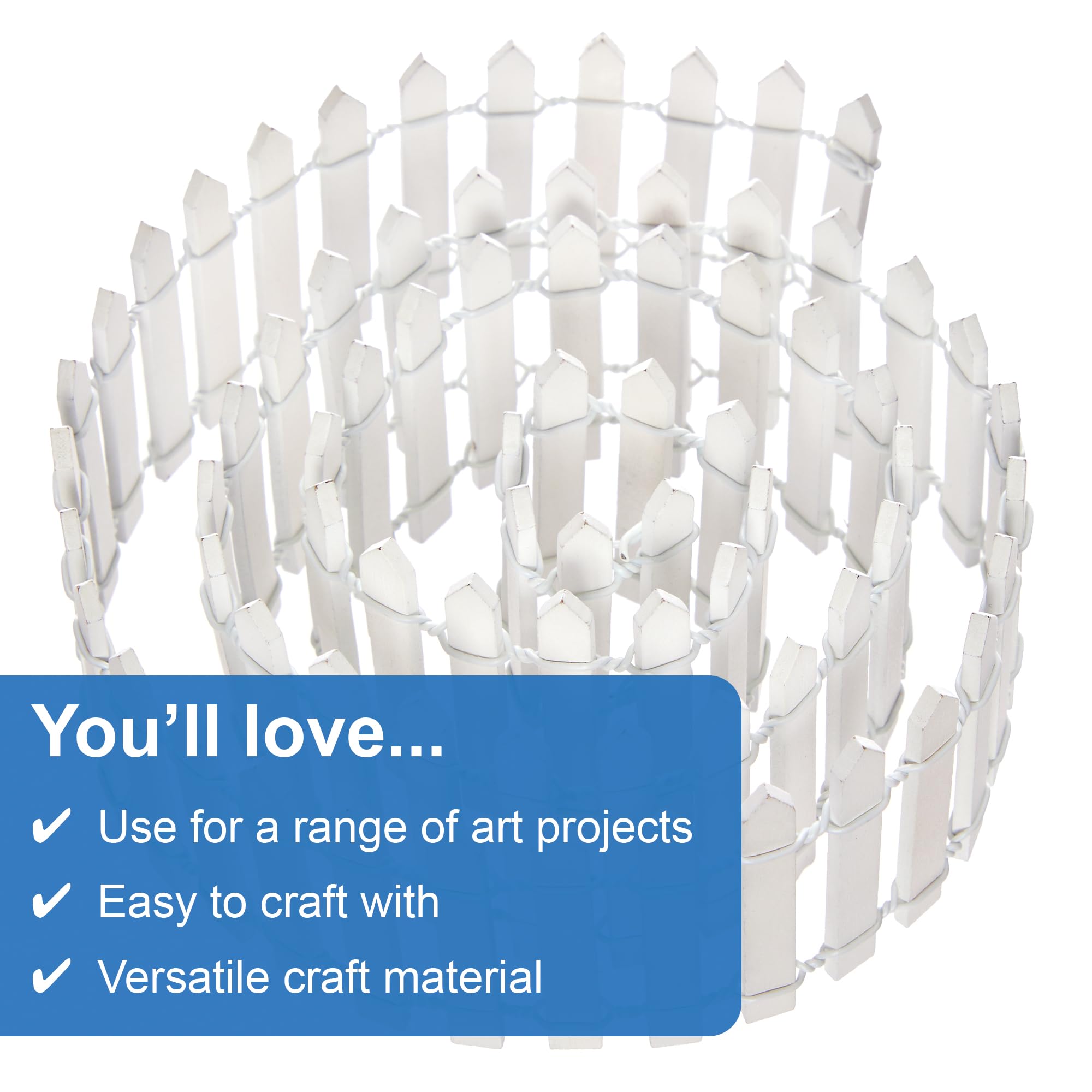 Baker Ross FX965 Mini White Picket Fence Roll - Pack of 2, Decorations for Dolls Houses and Fairy Gardens - Image 3