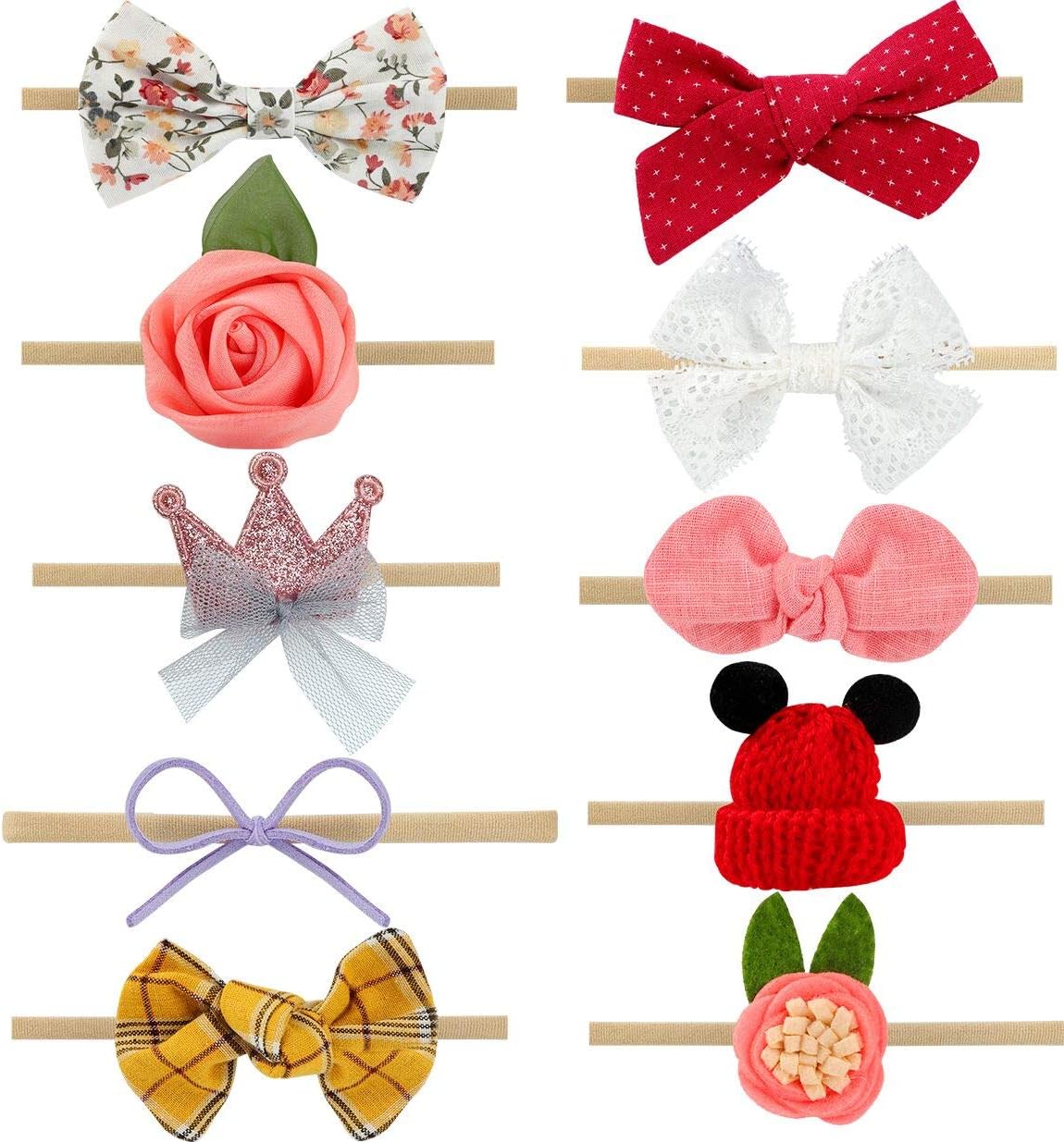 Baby Girl Headbands and Bows, Newborn, Multicolored, Size 12 inches