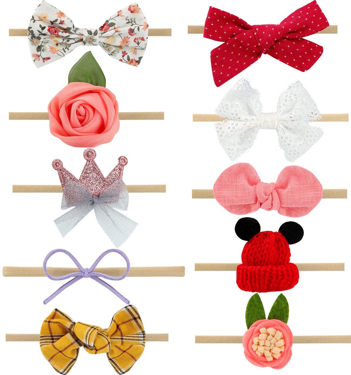 Baby Girl Headbands and Bows, Newborn, Multicolored, Size 12 inches