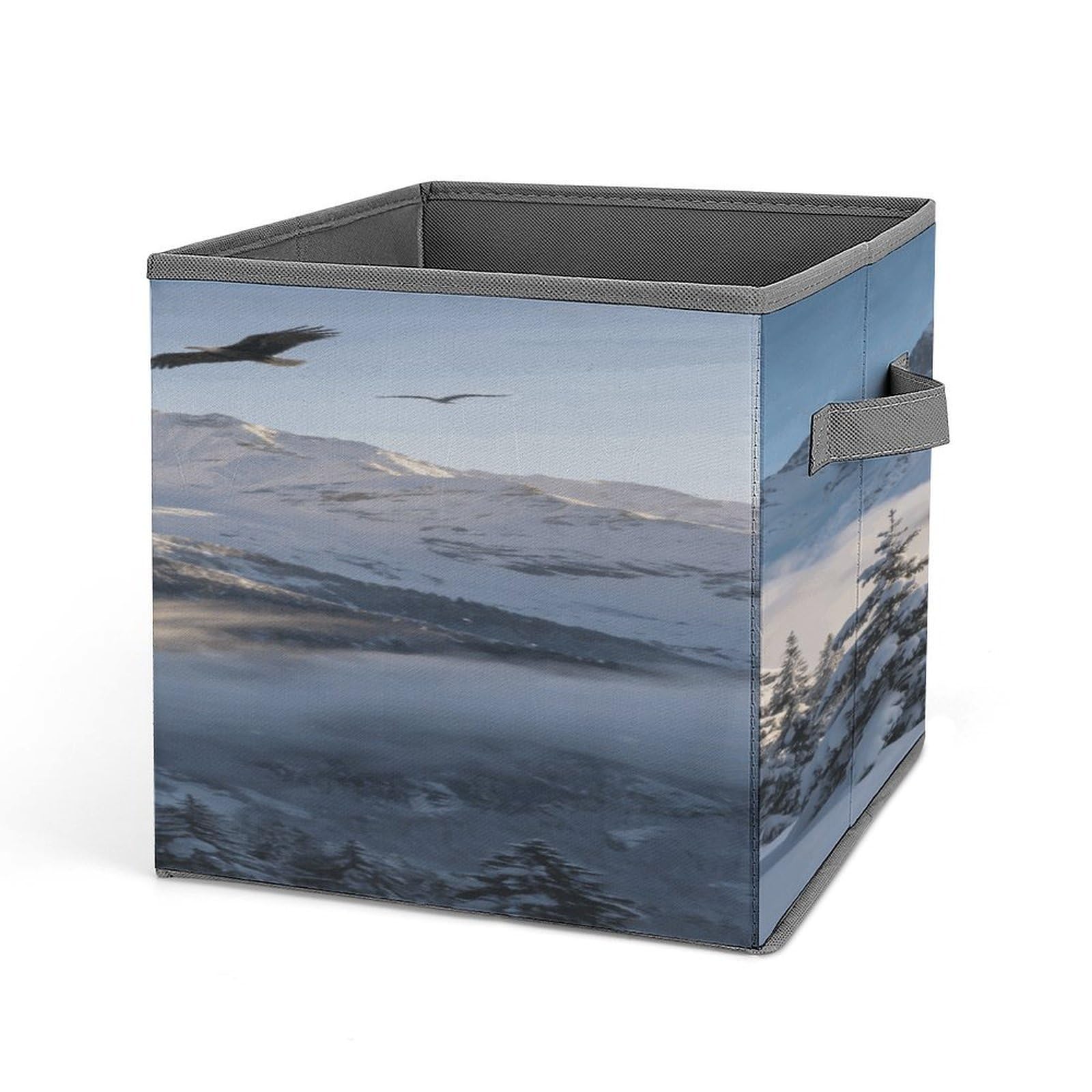 VstaDank Above The Snowy Forest Storage Bin Collapsible Storage Cubes Organizer Oxford Cloth Storage Box with Dual Handles Large Stackable Closet Storage Bins for Sheets Hat Sweater