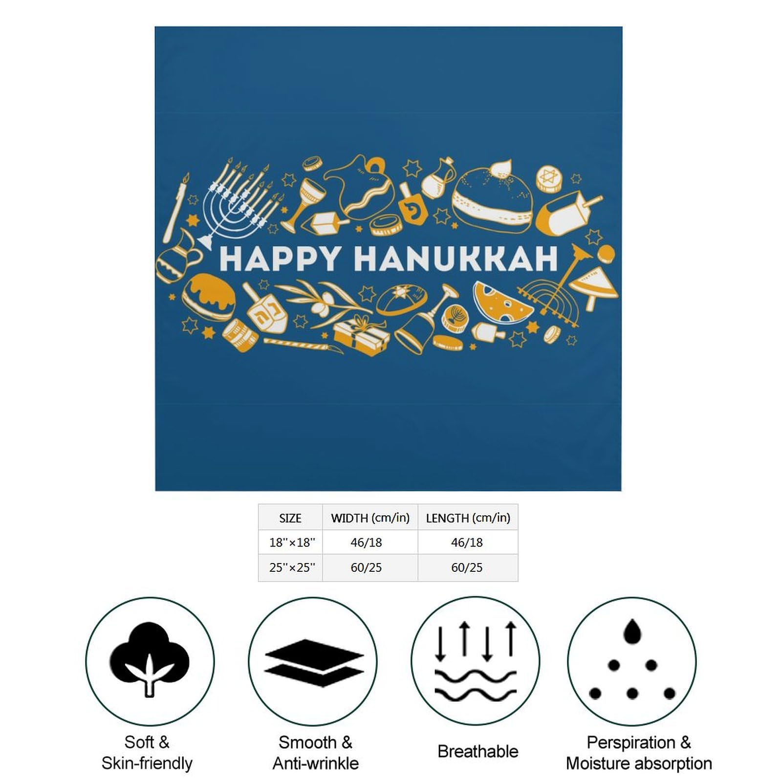 Csemeie Happy Hanukkah Jewish Chanukah Holiday Bandana Hair Scarf Headband Adjustable Neckerchief for Men Women Decor