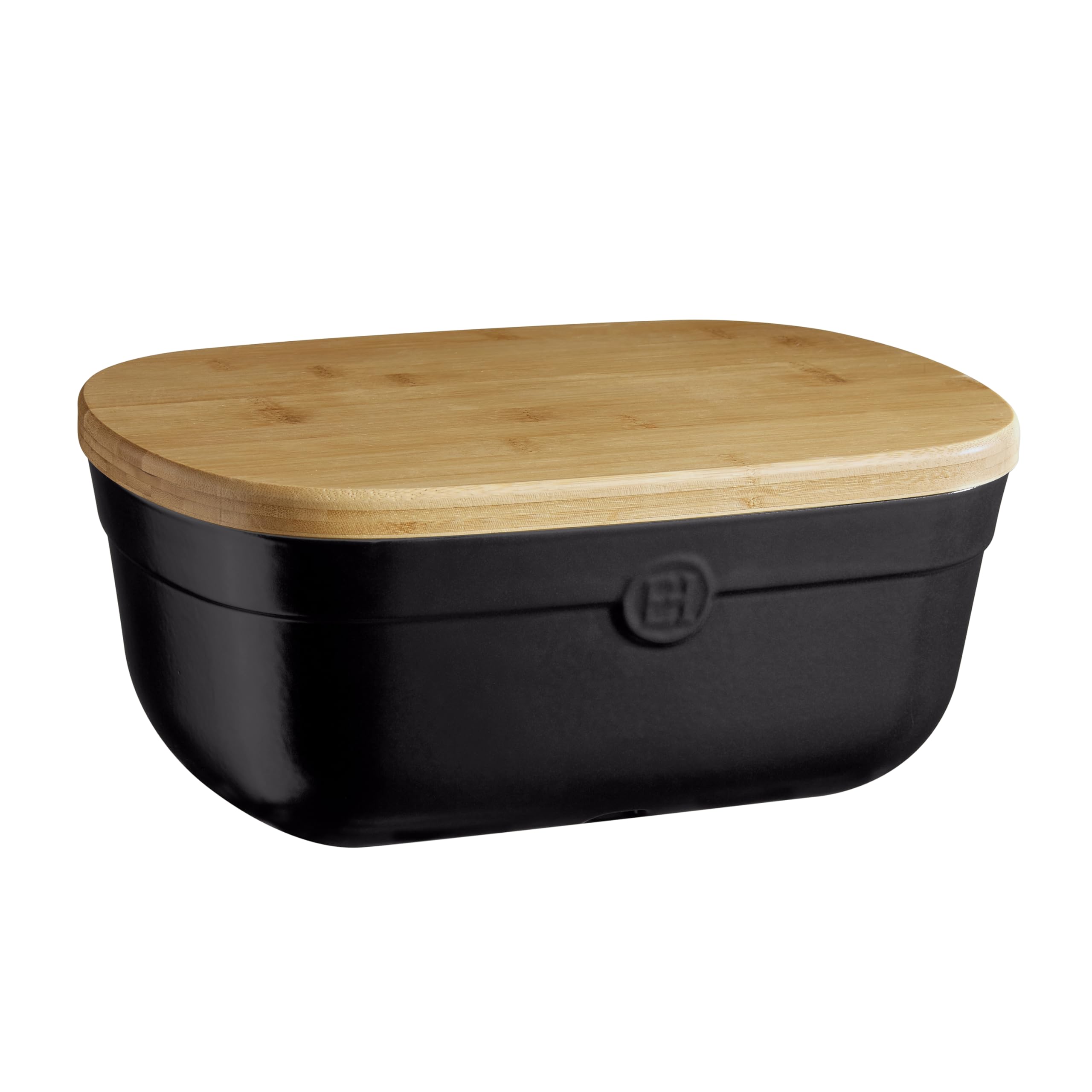 Emile Henry Boîte à Pain avec Couvercle Bambou – Conservation Optimale du Pain – Boîte à Pain Céramique Haute Résistance – Coloris Truffe – Fabriquée en France