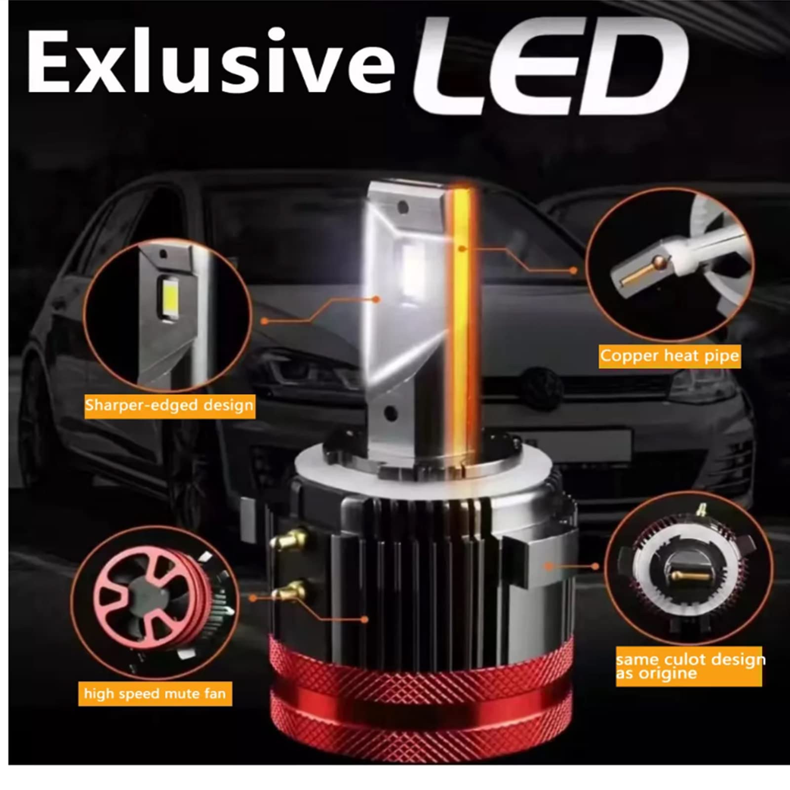 Bombillas LED H7 Para Faros Delanteros, 4500 Lúmenes, Kit De Conversión De Faros LED 400% Más Brillantes, 6000 K, Instalación De 10 Minutos, Reemplazo De Halógeno, Paquete De 2