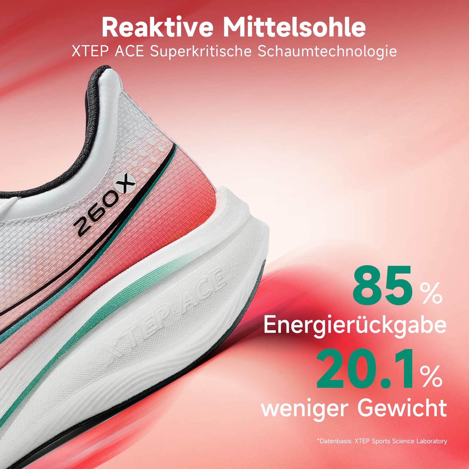 XTEP Zapatillas de correr para hombre 260X, zapatillas de maratón mejoradas con 85% de amortiguación, entrenamiento de carreras, placa de carbono ligera, zapatillas de competición, amortiguadas