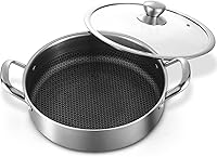 Toutrop 7QT 316L Stainless Steel Nonstick Sauté Pan with Lid - 14" Deep Fryer, Hybrid Induction, PFOA-Free Large Skillet