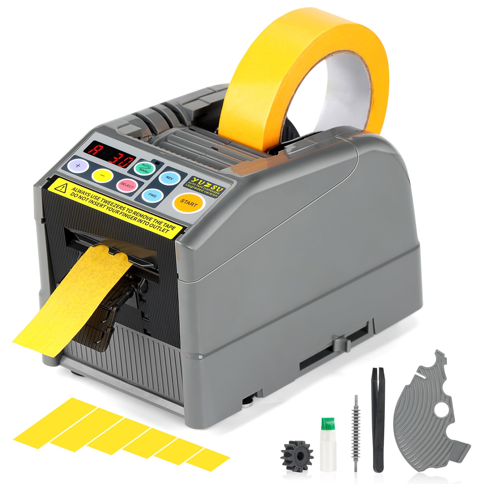YUZSU Upgraded Ribbon Cutting Machine, Automatic Tape Dispenser, 6-60 mm Width, 5-999 mm Length, Ideal for Business & Home