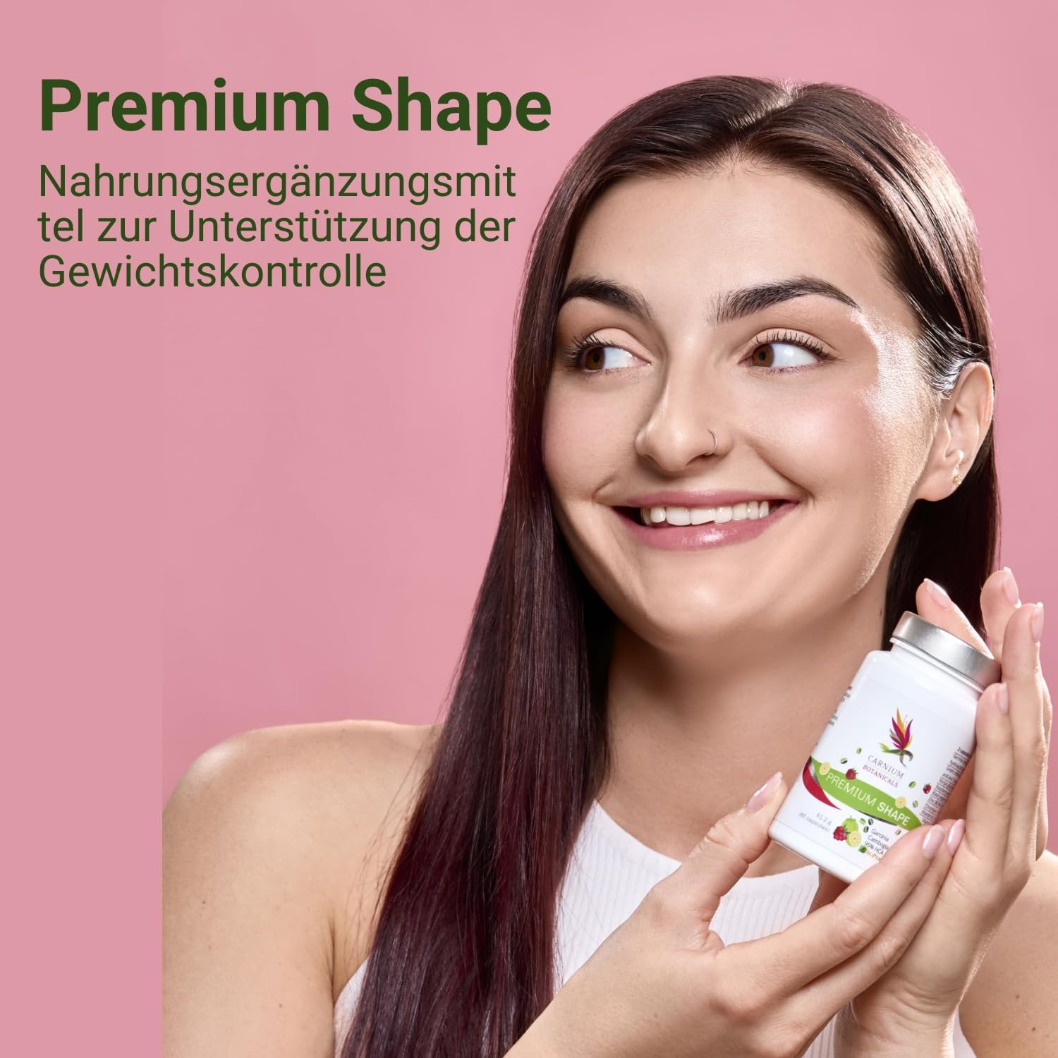 Carnium Botanicals Premium Shape – Glucomannan Kapseln, 60 Stück | Garcinia Cambogia, Grüner Kaffee, Schwarzer Pfeffer, Vitamine B12 & B6, Vegan und Glutenfrei
