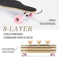 Vista 8 de Patineta Longboard de 41 Pulgadas, 8 Capas de Arce Canadiense, Longboards de Caída Libre para Jóvenes y Principiantes