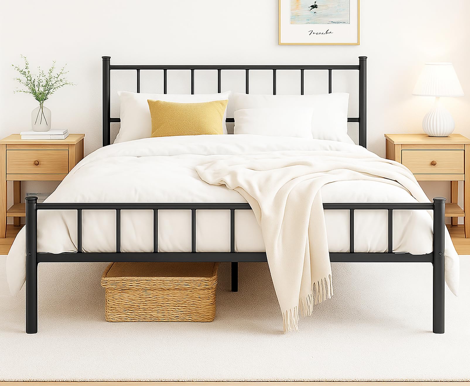 daiking ベッド Amazon.com: zizin King Metal Bed Frame with Headboard and