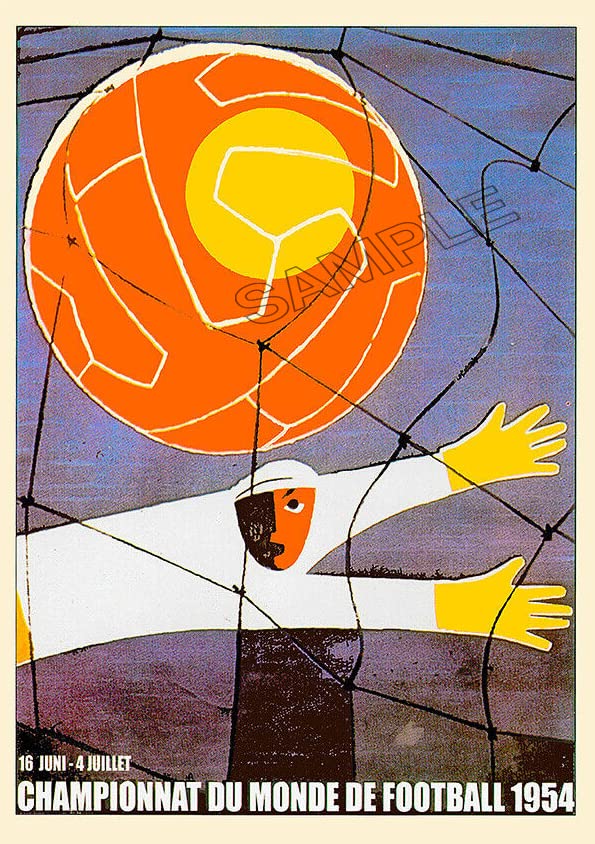 Football Poster Du Monde 1954 Championship Socker Vintage Wall Art Picture A4