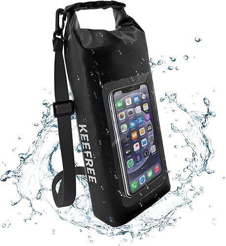 Bolsa seca impermeable, mochila enrollable impermeable para viajes, kayak, rafting, camping, surf, barco, senderismo, playa y pesca (2 L, negro y