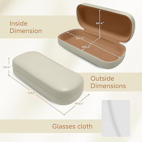 Miniatura 6 de Estuche para gafas de sol, funda rígida de piel sintética para gafas de sol, Beige