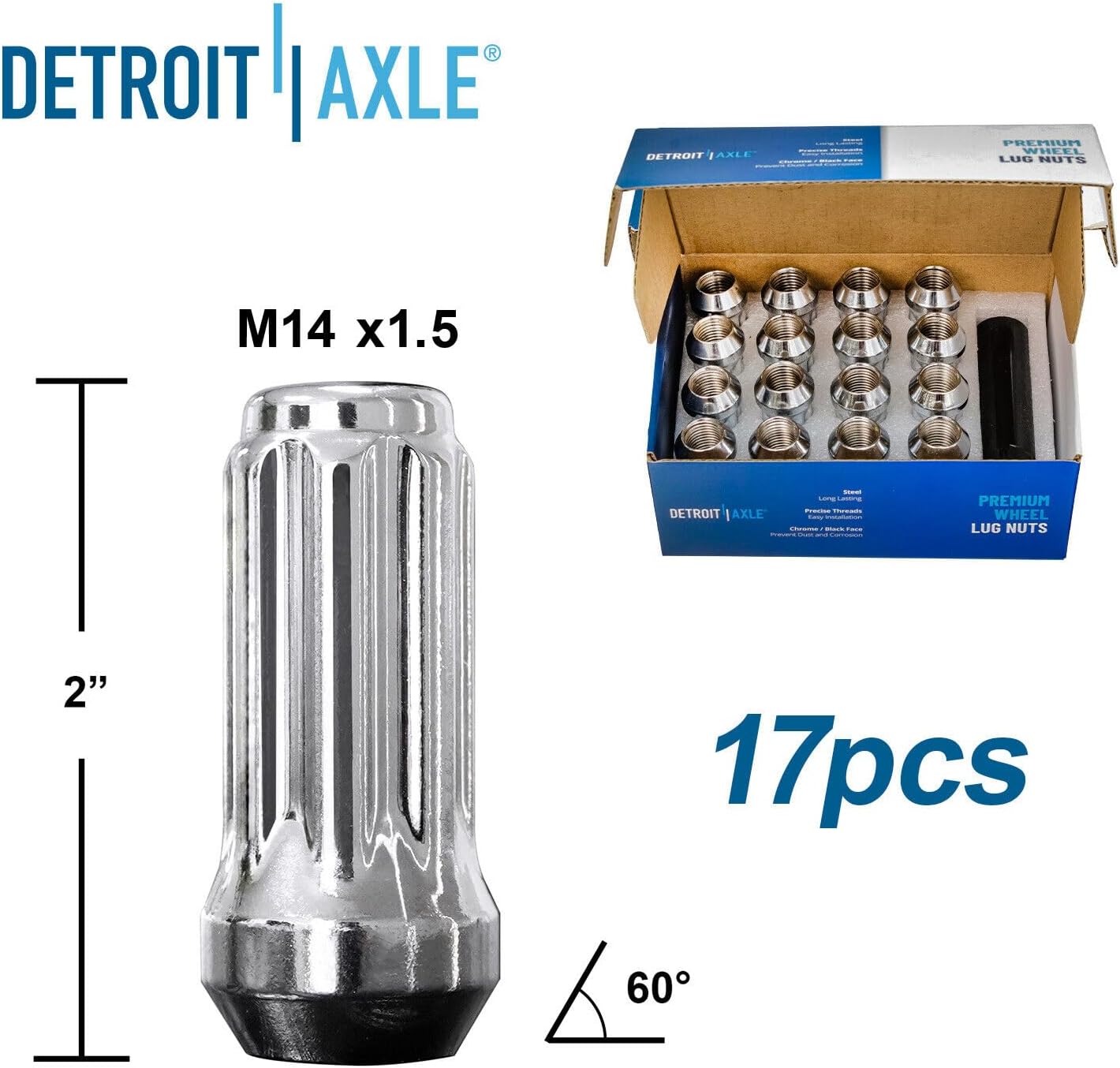 Detroit Axle - 4WD Front Wheel Bearing Hubs Kit for Avalanche Silverado Suburban Yukon XL Sierra 1500 2500 HD 3500 Chevy Hummer H2, 2 Wheel Bearing & Hubs 32 Wheel Lug Nuts 2 Socket Keys Replacement