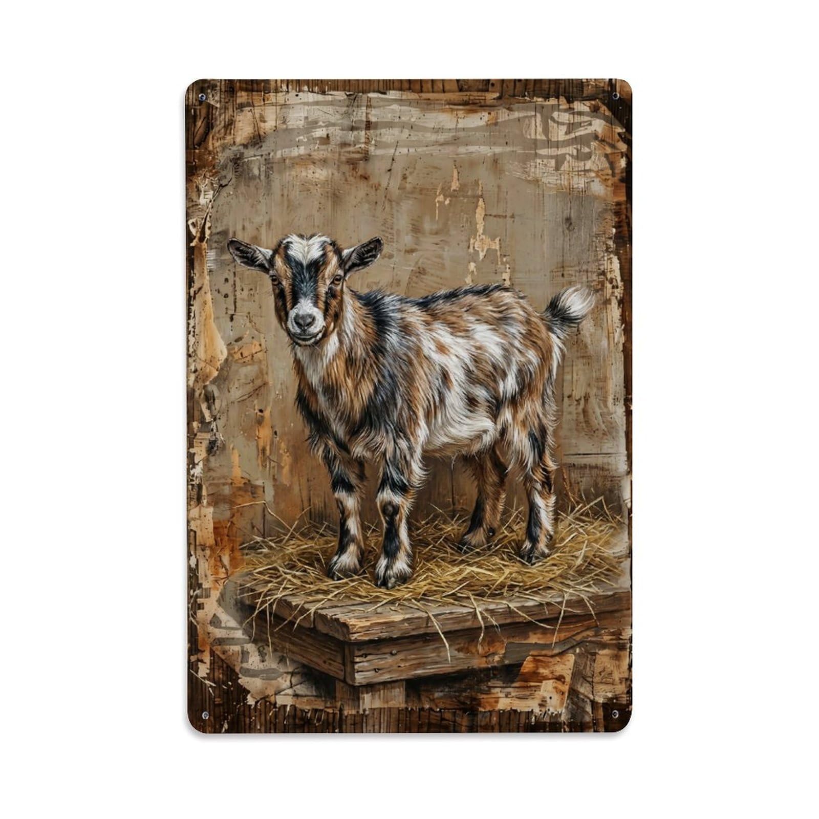 Pygmy Goat Farm Small Dairy Animal Vintage Metal Tin Sign Plaque Wall Decor for Cafe, Club, Garden Metal Poster 8x12Inch