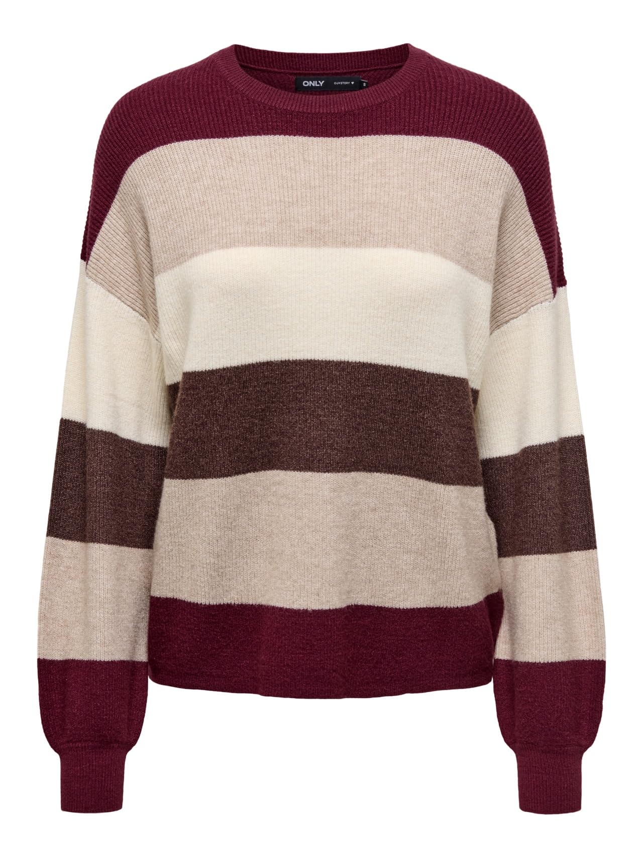 ONLY Damen Onlatia L/S Stripe Pullover KNT Noos Sweater, Zinfandel,L