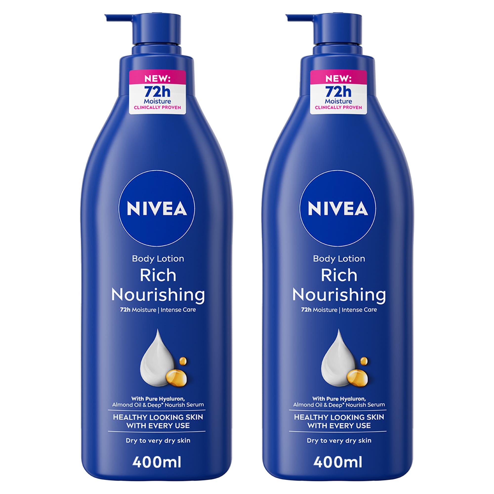 NIVEABody Lotion for Dry to Very Dry Skin, Rich Nourishing, 5in1 Complete Care, 72H Intense Moisture, 2x400ml, Pack of 2