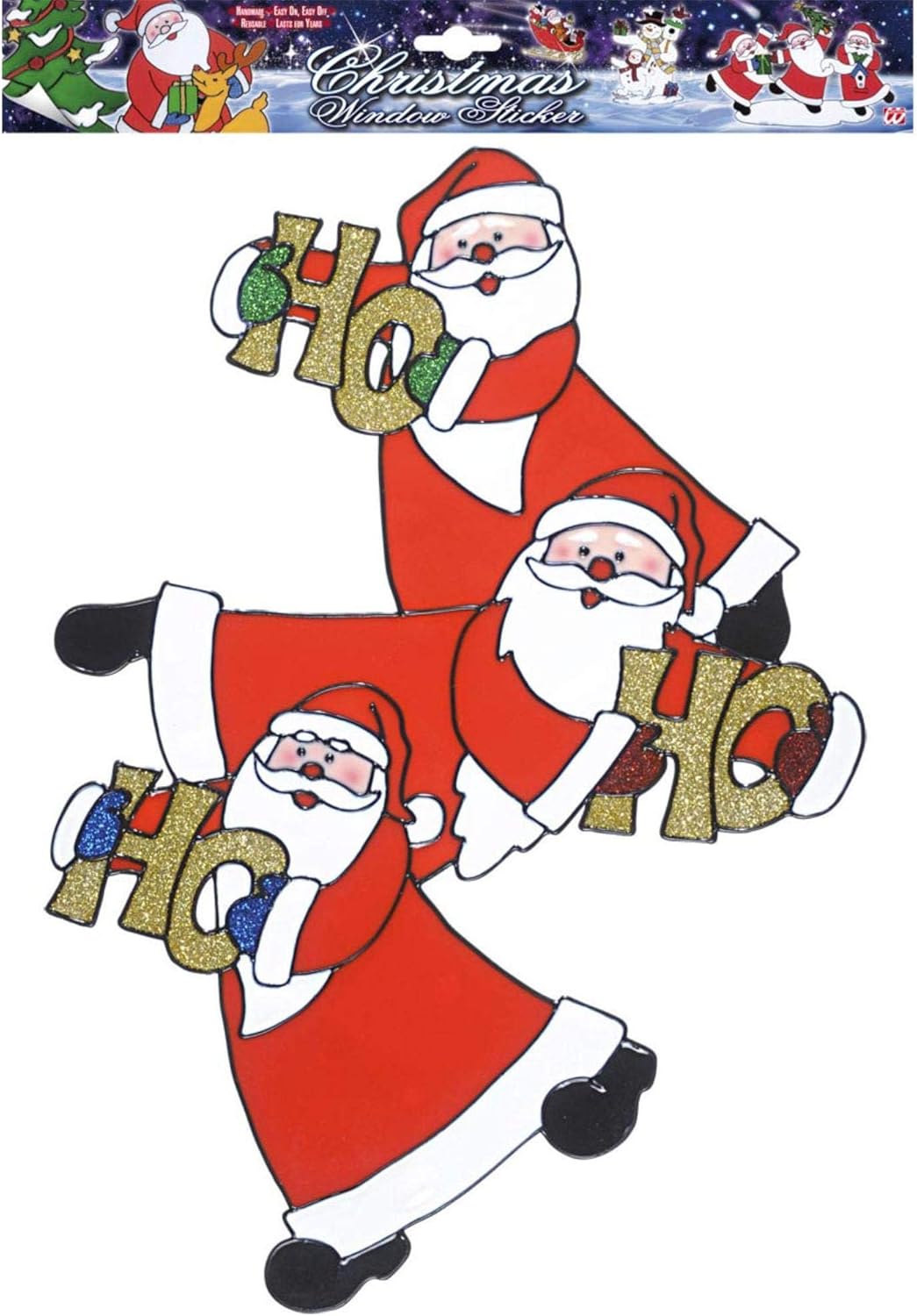 widmann vd-wdm1229 V Trio Window Sticker Decoration Father Christmases Upright, Multicoloured, One Size