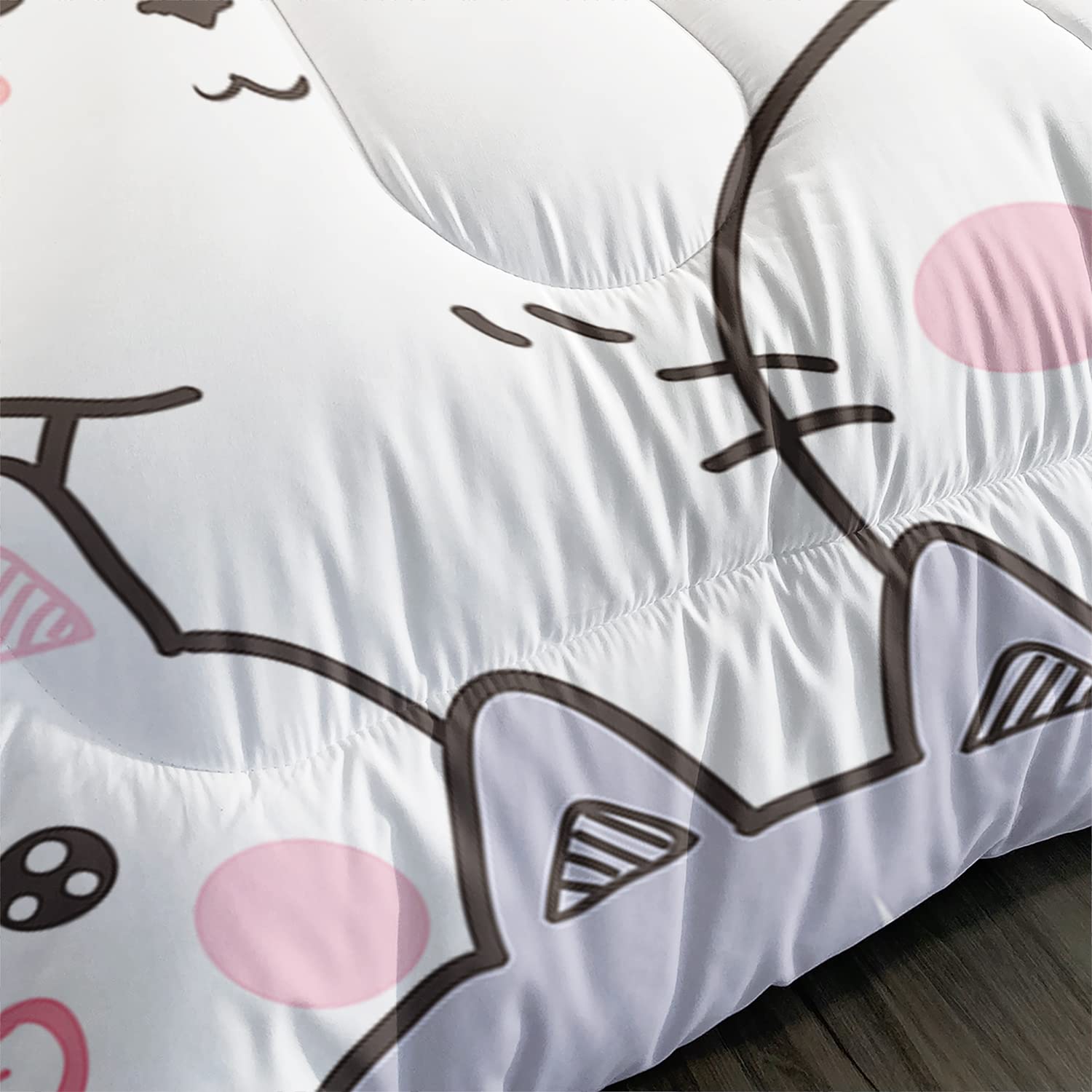 CVHOUSE Katzen-Bettwäsche-Set – Cartoon-Design, 3-teilig Mit Bettbezug & 2 Kissenbezügen