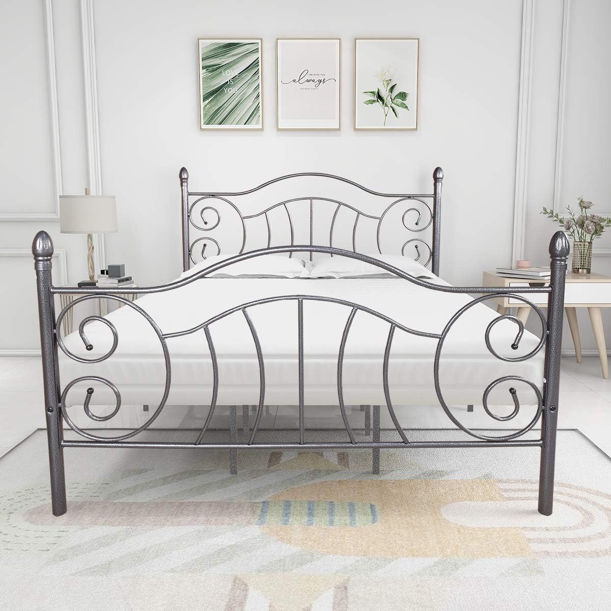 Elegant Home Products Metal Bed Frame Victorian Vintage