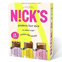 Vista 14 de Nick's Protein Bars Chocolate Alto en proteínas Bajas calorías Snacks bajos en carbohidratos aptos para dieta cetogénica sin azúcar añadido