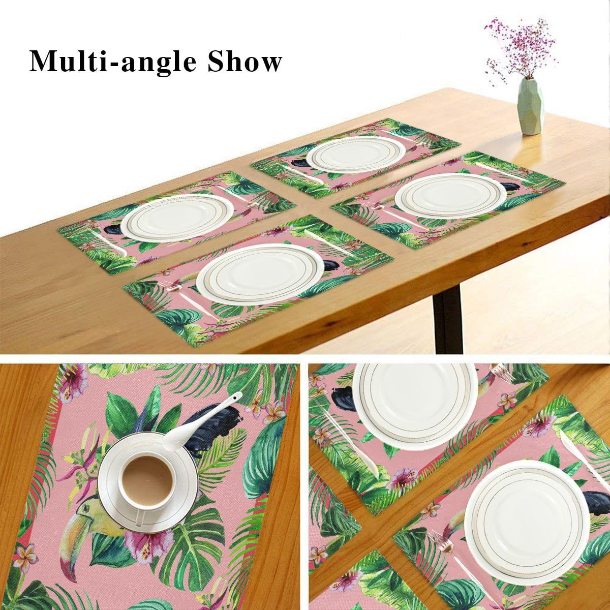 Tovagliette Rotonde In Giacinto D'Acqua - Set Da 4, 30 Cm, Fatte A Mano - 3