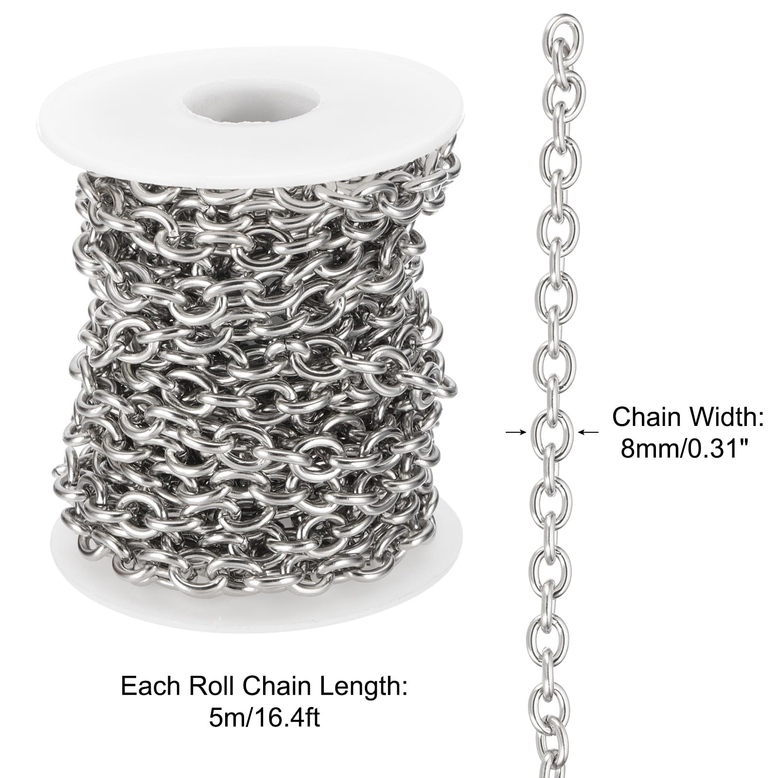 PATIKIL 16.4Ft 304 Stainless Steel Cable Link Chains - Image 2