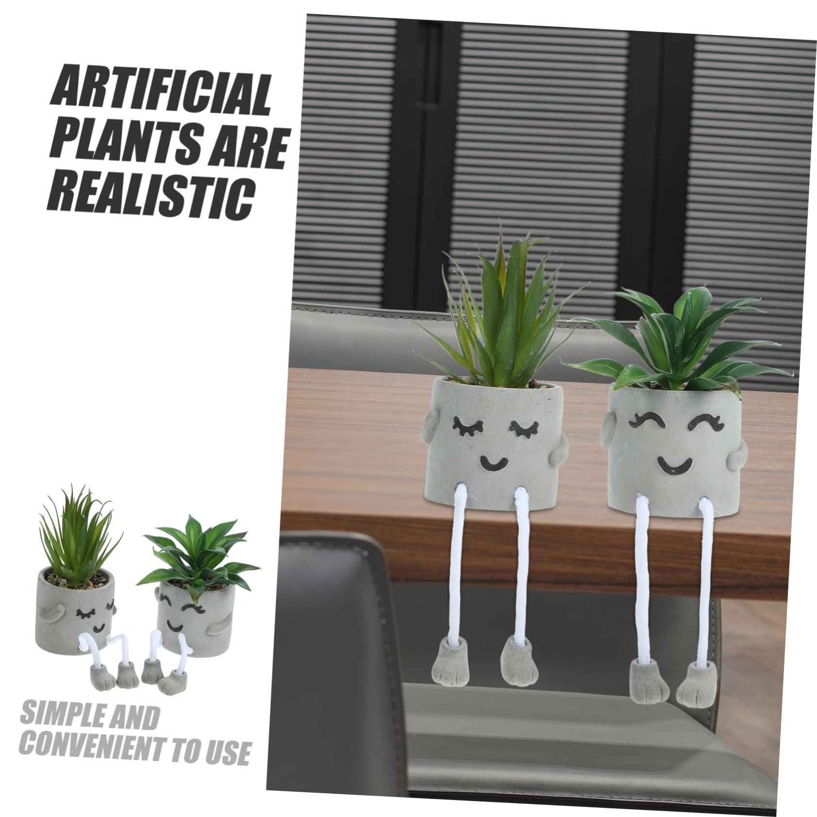 Cabilock 2pièces Bonsaï Artificiel Plastique Plante Grasse Artificielle Pot Décoratif pour Intérieur
