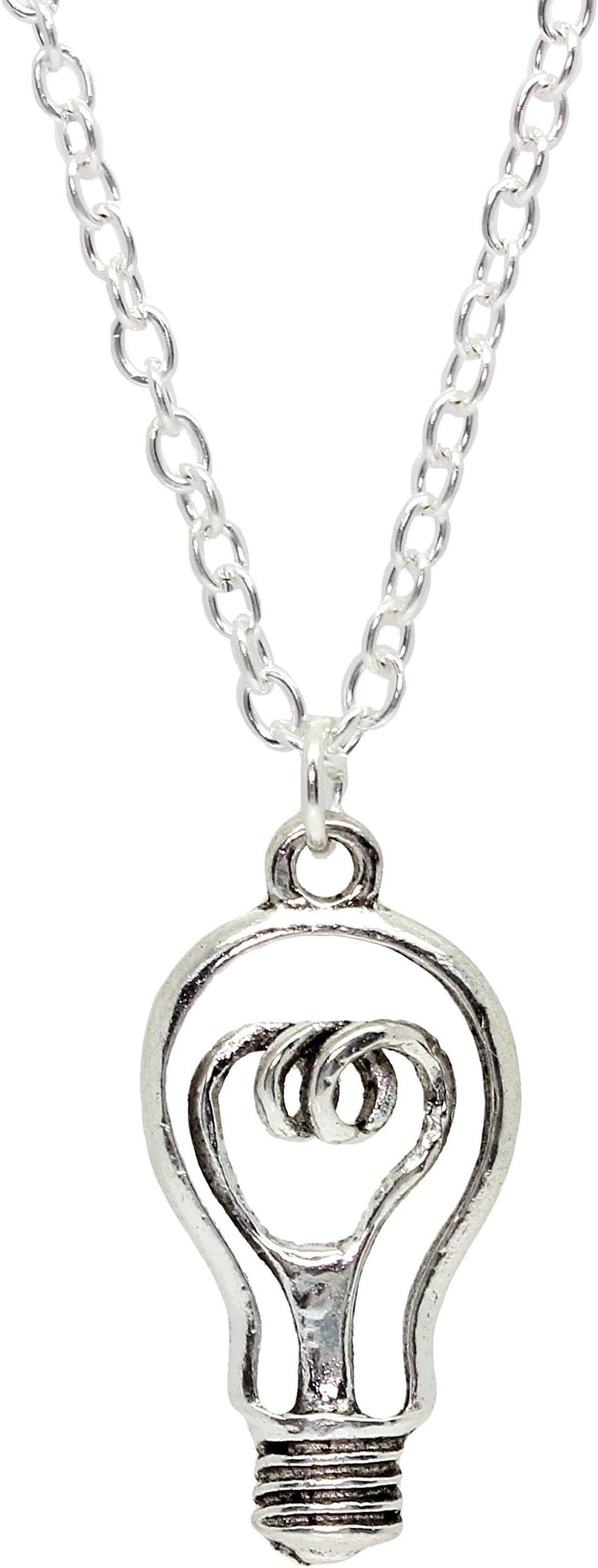 bluebubbleBright Spark Silver Light Bulb Necklace on Gift Card